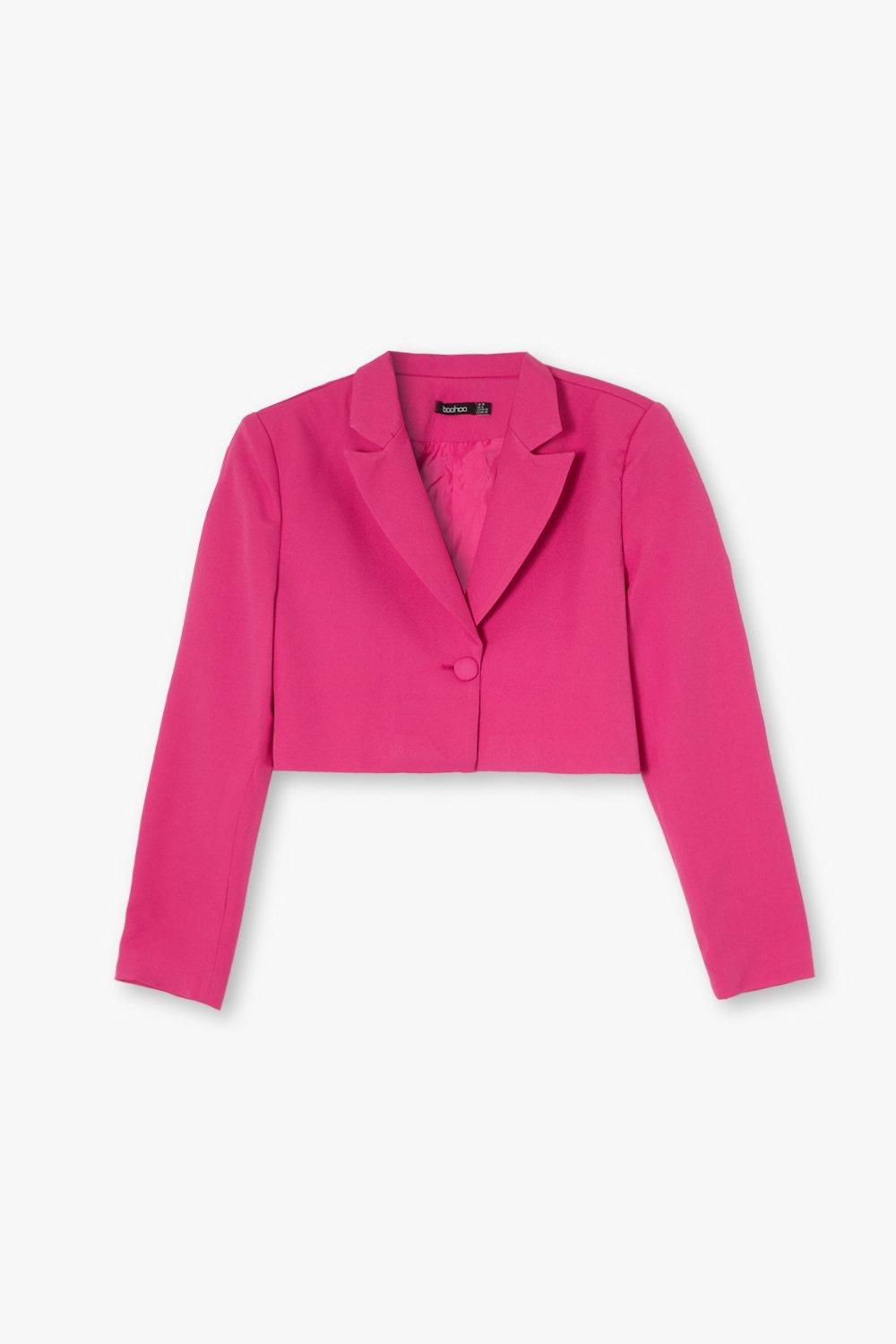 Pink cropped blazer hotsell
